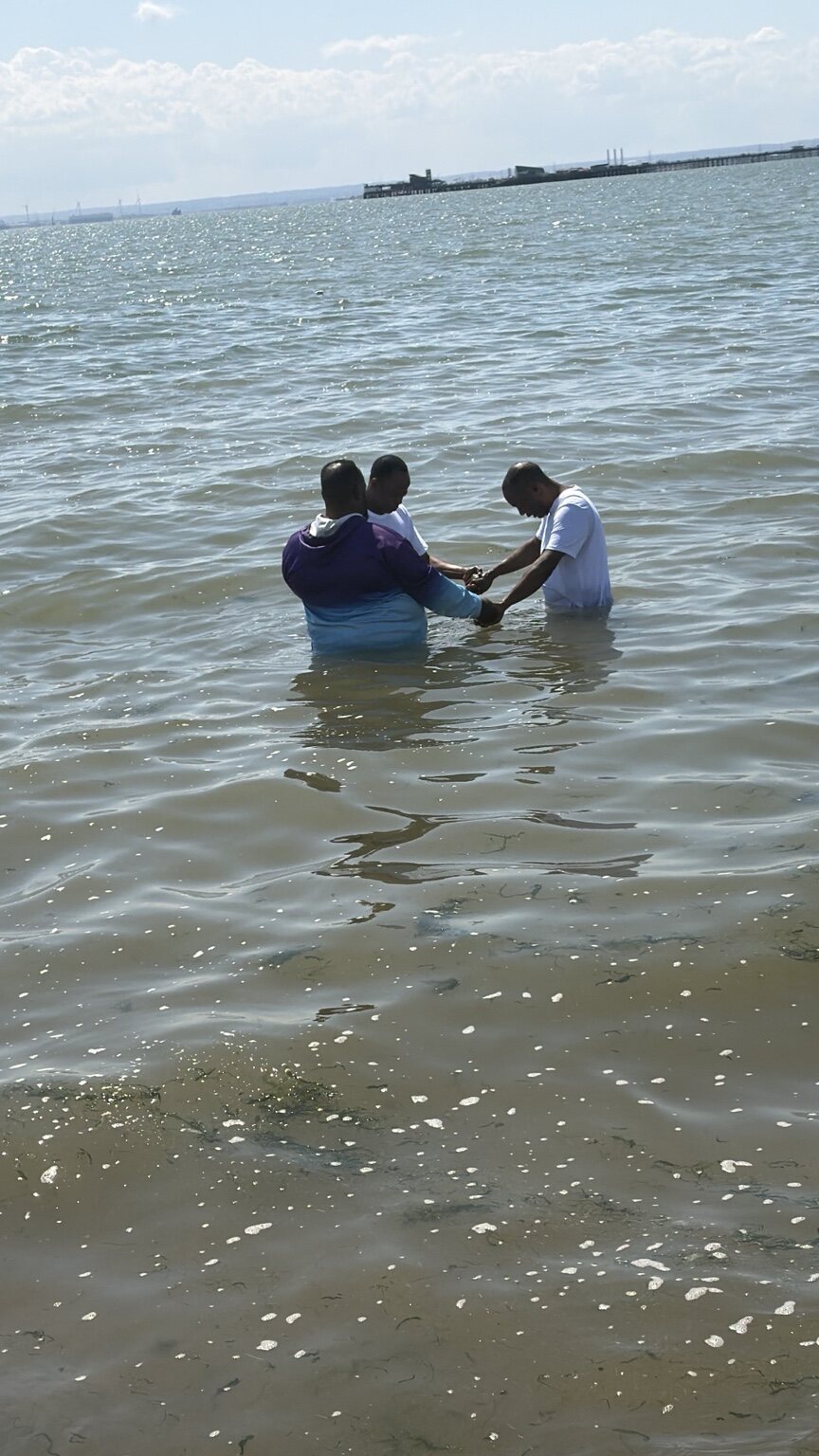 LNM baptism by full immersion in the sea at Southend-on-Sea